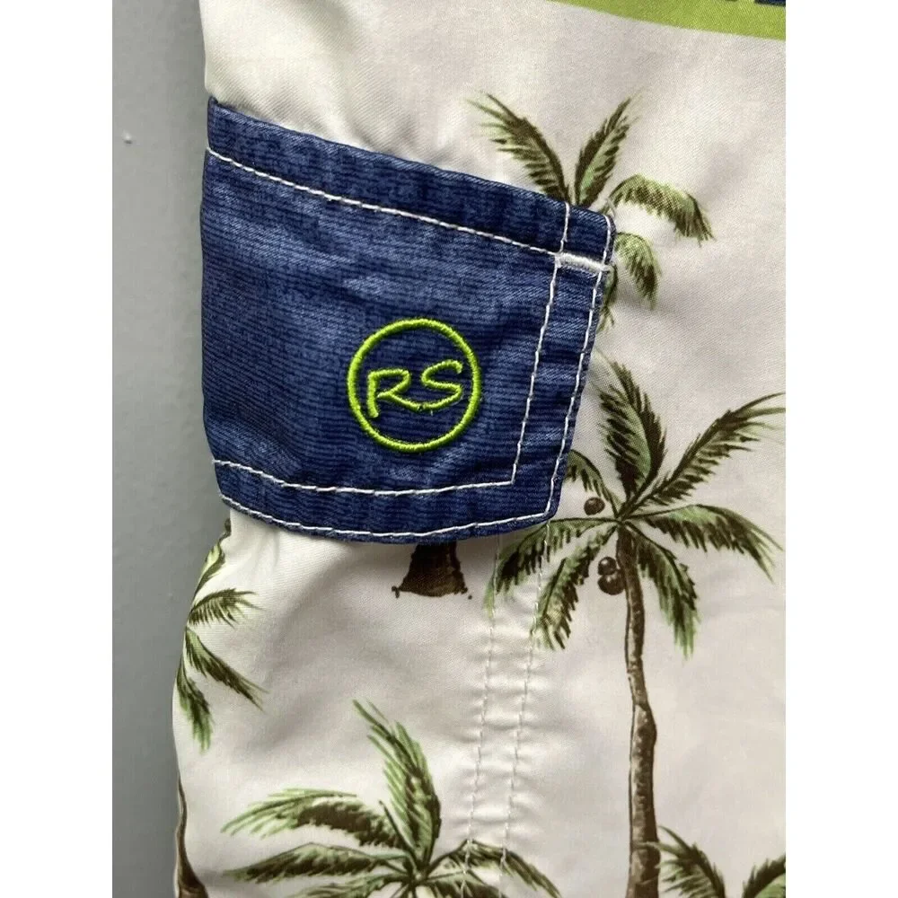 RS Surf Co. Board Shorts Mens Small Swim Wear Trunks Palm Trees‎